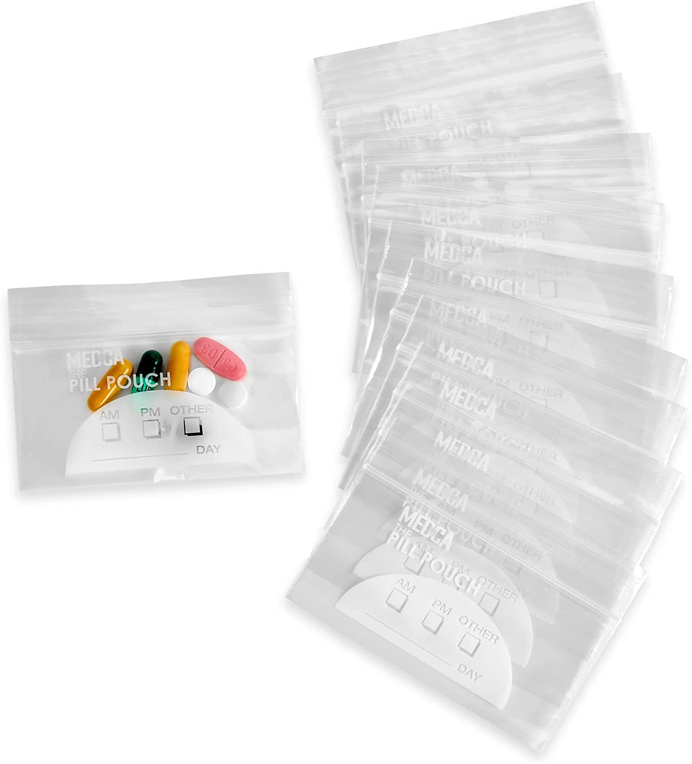 MEDca Pill Pouch Bags 4'' x 2.75 - Disposable Zipper Pills Baggies -100  Pack