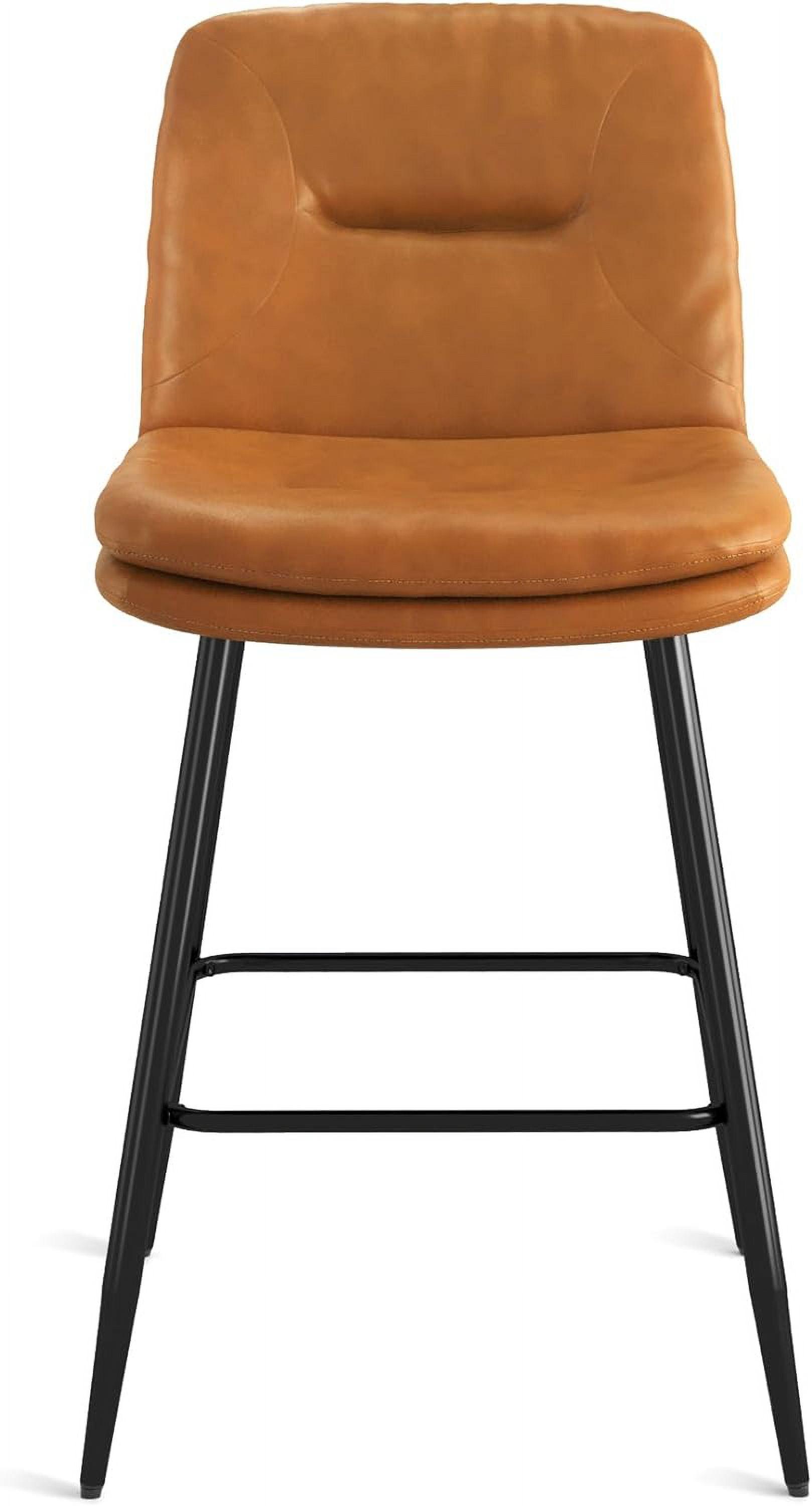 Dycanpo 24”H Bar Stools Set of 3, Double-Layer Upholstered, for Home Kitchen, Whiskey Brown