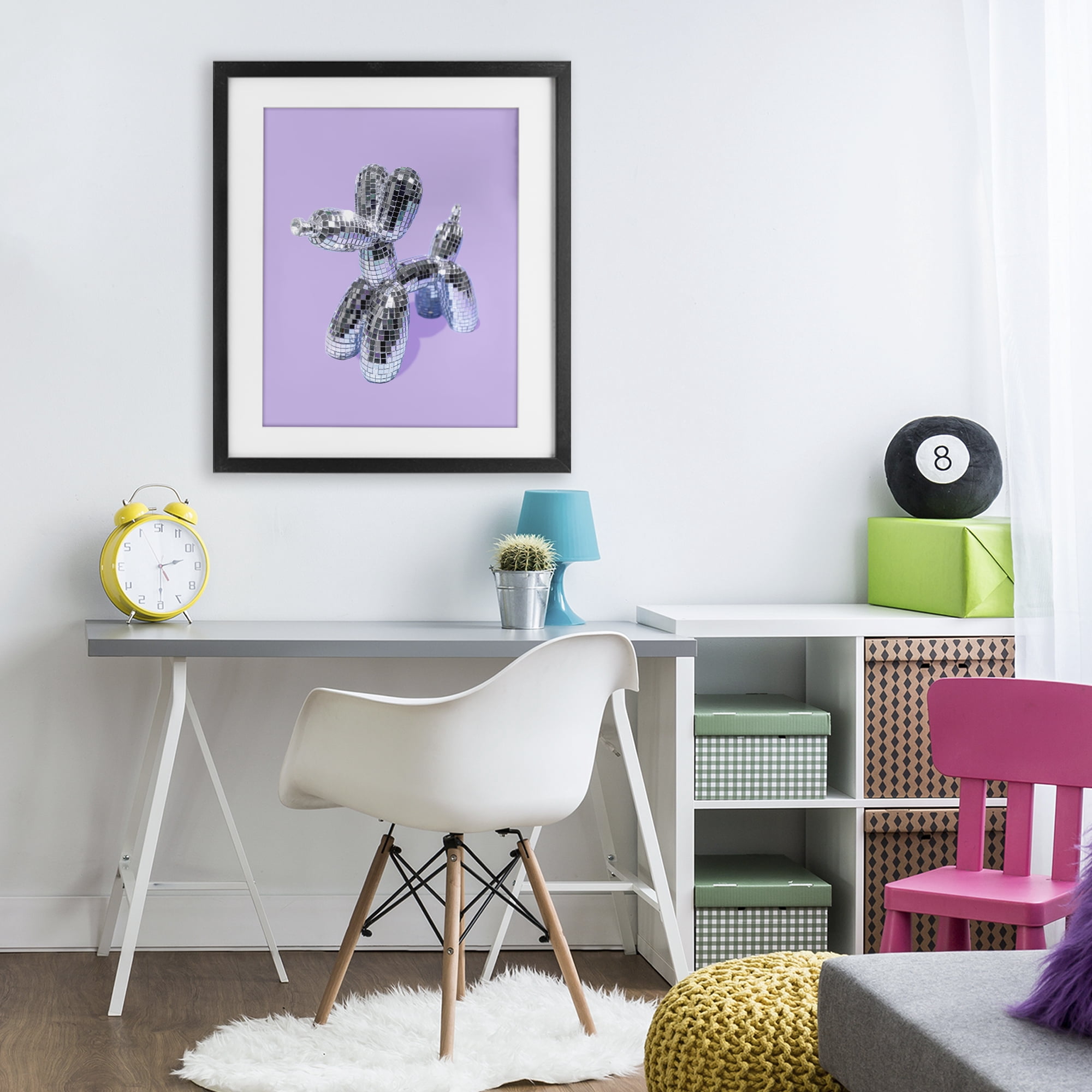 Stupell Industries Disco Balloon Animal on Lilac Black Framed Print Under Glass, design by LISH Creative