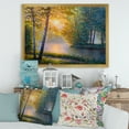 thumbnail image 3 of Sunrise Summer With Beautiful River Spring Forest 32 in x 16 in Framed Painting Canvas Art Print, by Designart, 3 of 4
