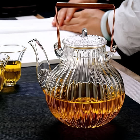 ACDANC Glass Teapot - Transparent Teapot Large Capacity Handmade Maker Heat Resistant for Flowering Tea,Chinese Puer Tea,Office,Home,Kitchen