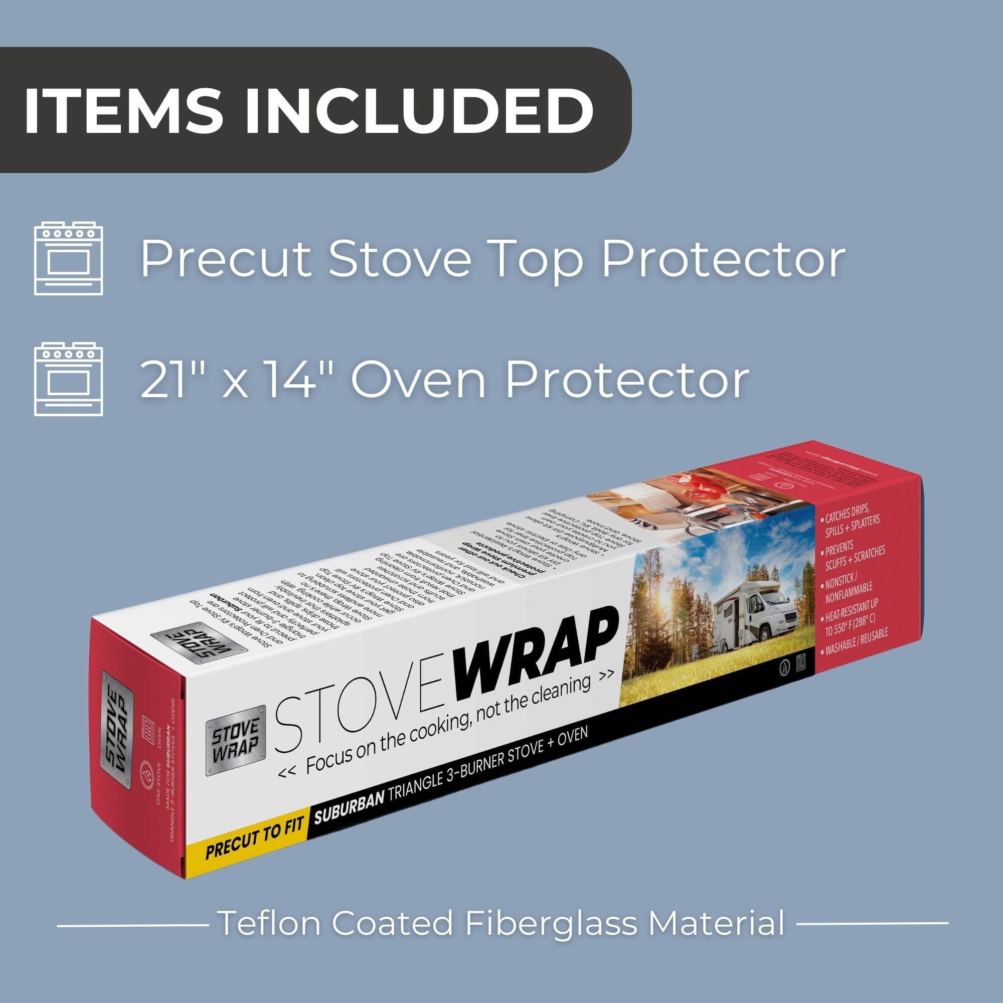 Stove Wrap SWRV400 Stove Cover/Protector & Oven Liner - Precut to fit Suburban Triangle 3 Burner Stoves ONLY - Easy Clean/Heat Resistant - Nonstick/Washable/Reusable/Long Lasting