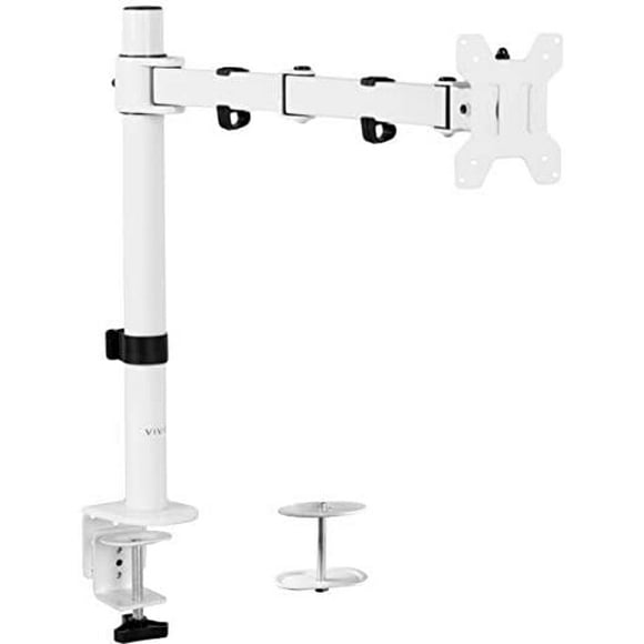 VIVO White Single 13 to 27 inch LCD Monitor Desk Mount Stand, Fully Adjustable, Tilt, Articulating, Holds 1 Screen
