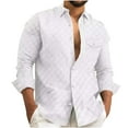 thumbnail image 1 of Blusa y camisa de manga larga con cuello vuelto para hombre, informal, con botones y bolsillos, a cuadros, de poliéster, 1 of 8