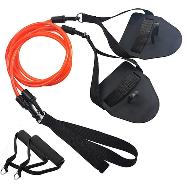 HUGFEGWE Bande de Résistance à la Natation, Cordon de Puissance avec Palettes, Entraîneur de Force des Bras de Natation, Sangle d'Exercice de Natation Freestyle Professionnelle pour Enfants, Adultes CJB91-123122