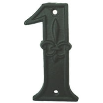 Lulu Decor, Cast Iron House Number 1 Vintage Black Finish with Fleur De Lis (# 1)