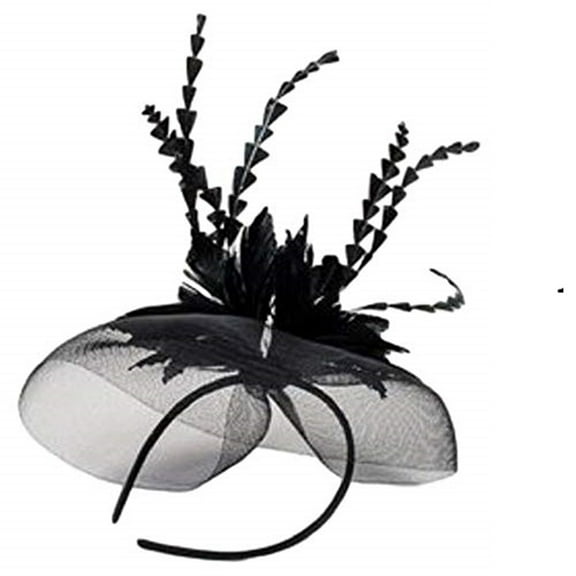 Tulle Black Feather Headband Tall & Short Feathers