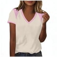 thumbnail image 2 of Craaazy Women Color Block Shirts V Neck Raglan Sleeve Casual Loose Fit Blouses Tops Gift, 2 of 5
