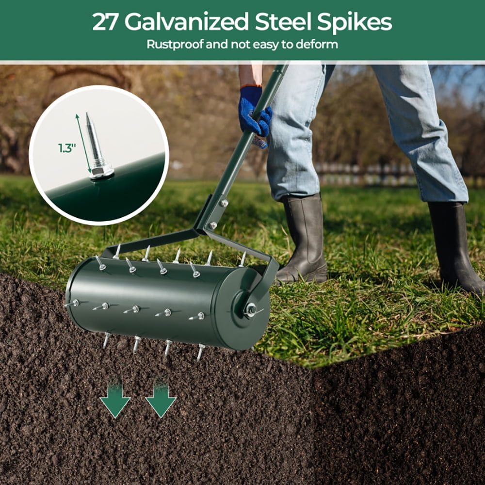 Kadyn Yard Roller,Lawn Roller, Sod Roller, Lawn Care Tools, 18/21 Inch Manual Lawn Aerator with Detachable Handle Filled with Sand or Stone-18 inches