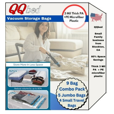 9 Pack: x5 Super Large Clear Vacuum Space Saver Storage Bags for Clothes   x4 Travel Bags