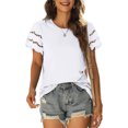 thumbnail image 1 of Camiseta de encaje para mujer, manga corta, camiseta de verano para mujer, diseñada para precisión, 1 of 6