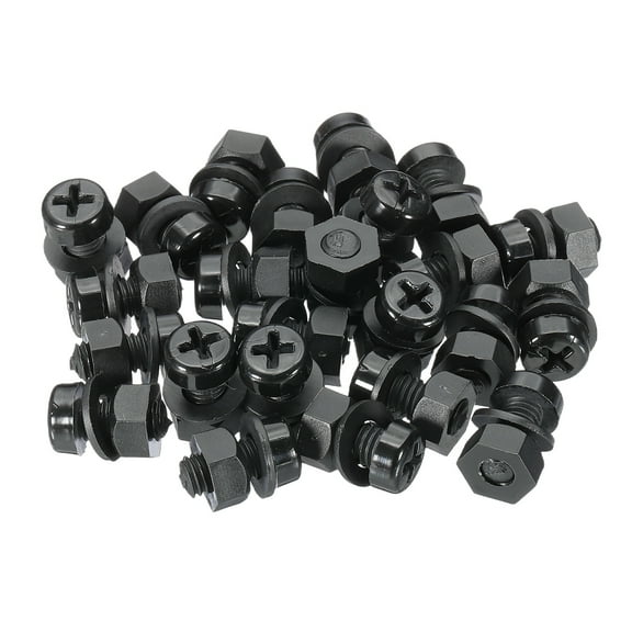 Uxcell M6x12mm Black Nylon Bolts Plastic Nuts Full Thread Head Screws and Nuts Set for Industrial Home Fastening Projects, 24 Sets