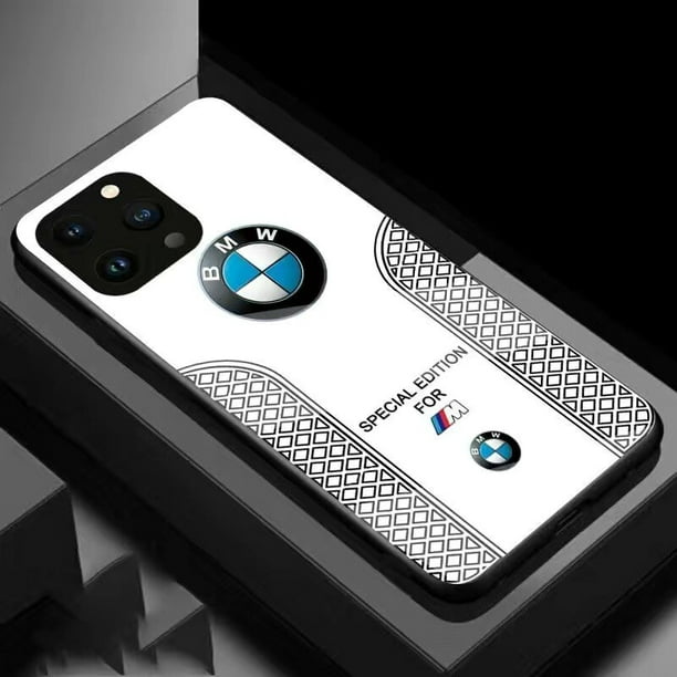 Funda de teléfono de lujo para coche deportivo BMW, cubierta dura de vidrio de fibra de carbono para iPhone 14, 13, 12, Mini, 11 Pro Max, X, XS, XR, 7, 8, SE, 2020 Plus Fivean unisex
