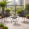 thumbnail image 1 of Velago Acapulco Modern 3pc Steel Patio Bistro Set, Black, 1 of 6