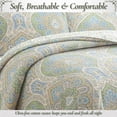 thumbnail image 6 of Cozy Line Home Fashions Tweedia Blue Green Floral Paisley Damask 3 Piece Cotton Quilt Bedding Set, 6 of 8