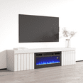 thumbnail image 5 of Knoxville BL-EF Floating Fireplace TV Stand for TVs up to 80", Modern High Gloss 71" Entertainment Center, Wall Mounted Electric Fireplace TV Media Console with Storage Cabinets, 5 of 9
