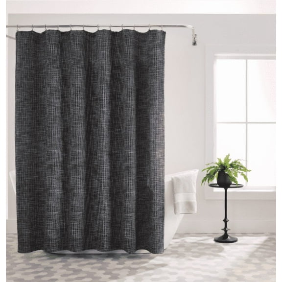 Better Homes & Gardens Waffle Textured Shower Curtain, 72" x 72" , Heathered Grey Yarn, Poly / Cotton