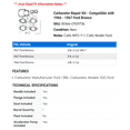 thumbnail image 2 of Carburetor Repair Kit - Compatible with 1966 - 1967 Ford Bronco, 2 of 2