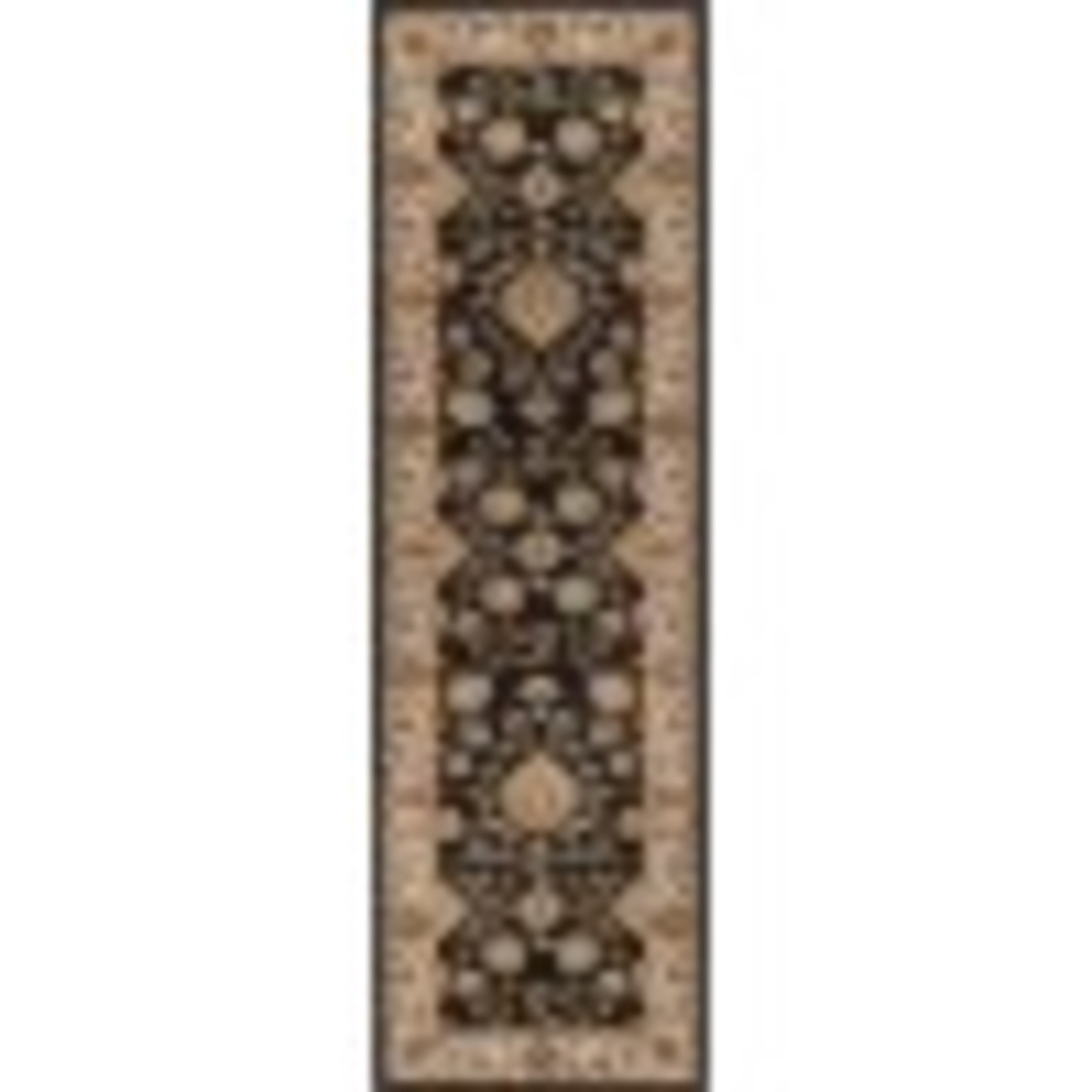 Sensation Transitional 2' x 10' Black and Beige Polypropylene Indoor Area Rug