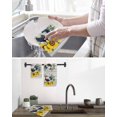 thumbnail image 5 of Sunflowers Rooster Kitchen Dish Towels for Drying Dishes Set of 3, Wooden Watercolor Leaves Retro Art Waffle Weave Microfiber Hand Tea Bathroom Towels Quick Dry & Absorbent Towel 12x12, 5 of 7