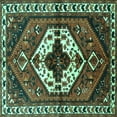 thumbnail image 1 of Ahgly Company Machine Washable Indoor Square Persian Turquoise Blue Traditional Area Rugs, 4' Square, 1 of 4