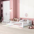 thumbnail image 4 of Bellemave Queen Size Floor Beds,Wood Montessori Bed with Fence Railings & Support Slats,No Box Spring Needed,White, 4 of 9