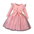 thumbnail image 6 of Girls Tulle Dress with Bow, Princess Party Dress with Long Sleeves, Children's Bow Waist Dress for Birthday Flower Girl and Special Occasions, Age 1-8 Years Pink 90, 6 of 6