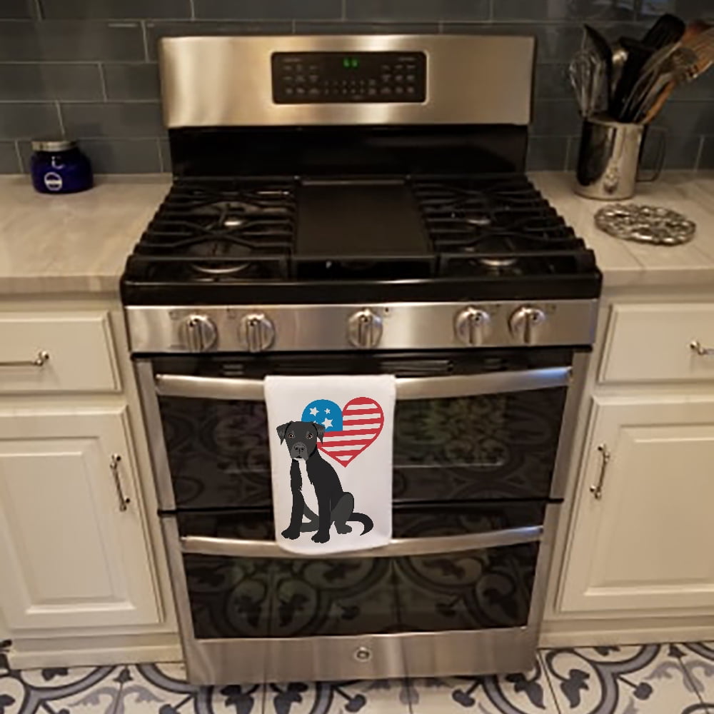Pit Bull Black #1 Patriotic White Kitchen Towel Set of 2 19 in x 28 in