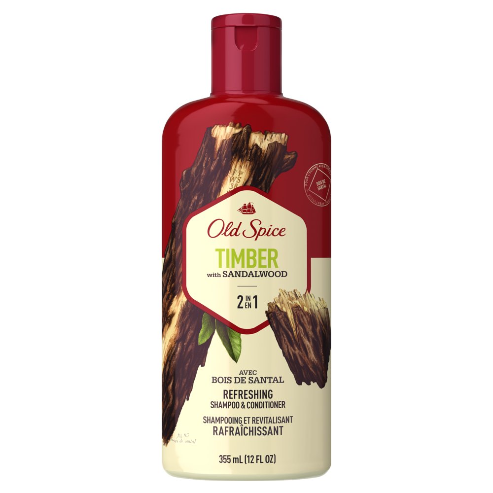 Old Spice Timber with Sandalwood Men's 2 in 1 Refreshing Shampoo & Conditioner, 12 fl oz