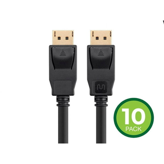 Monoprice DisplayPort 1.2a Cable, 3 Feet (10-Pack) up to 4K (3840x2160p) 3D Video, High Bit Rate 2 (HBR2) - Select Series
