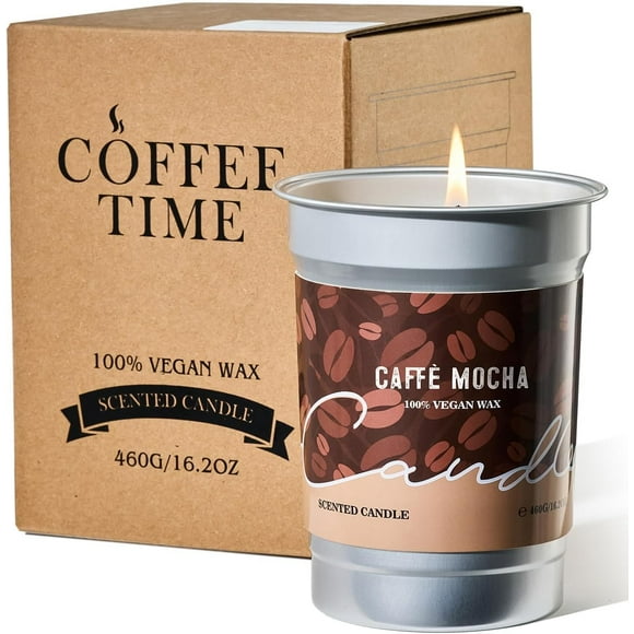 M&SENSE Large Coffee Candle Mocha Scented, Unique Candle Gifts for Coffee Lovers, Natural Soy Aromatherapy Home Fragrance for Relaxing, 16.2 oz Big, 99 Hours Long Lasting Burning