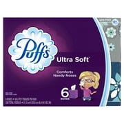 Puffs Ultra Soft & Strong Facial Tissues, 56 Sheets/Box, 6 Ct