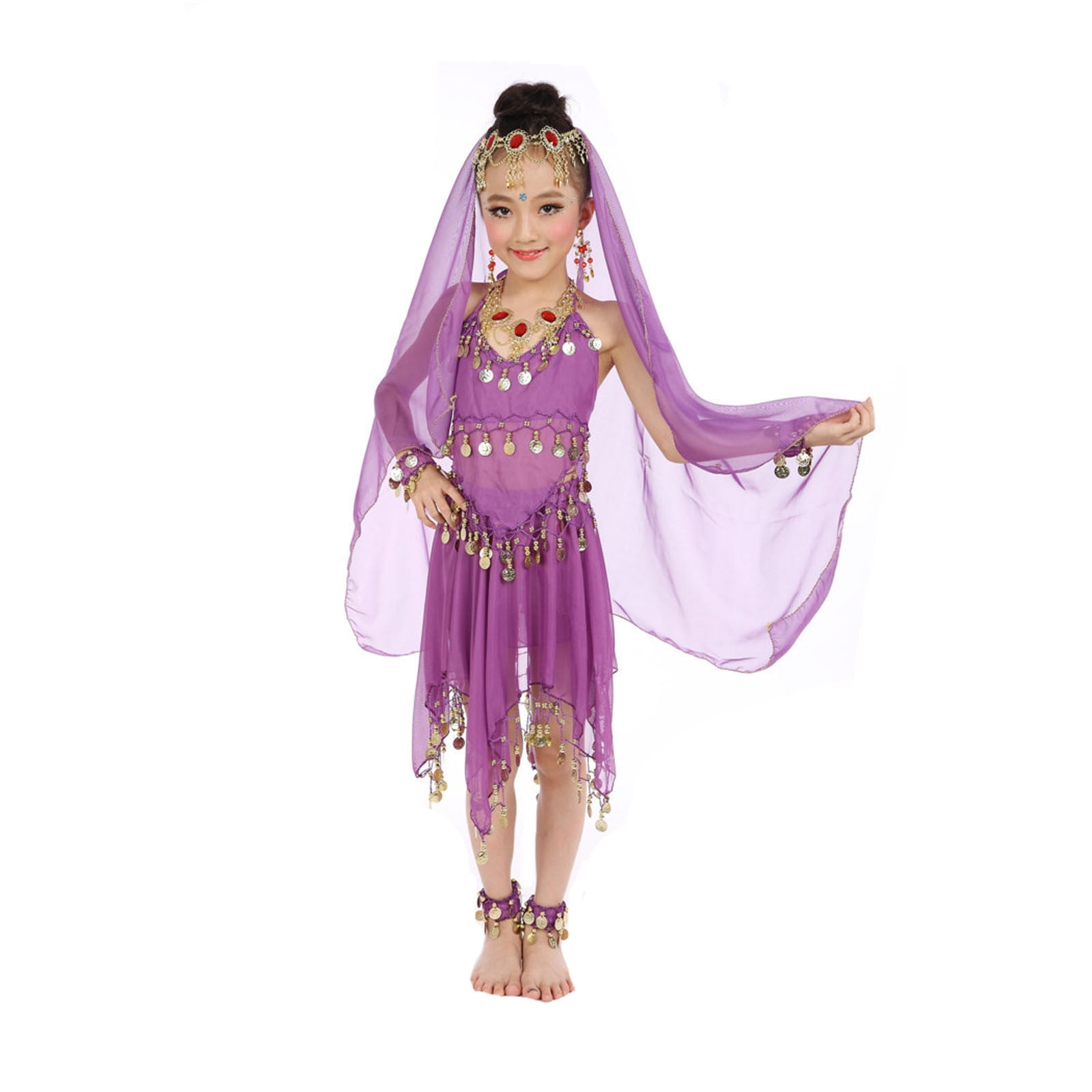 TZEWGL Belly Dancing Dance Performance Summer Clothes Outfit Sets For Kid 2 Piece Sets For Kids size 4-17T