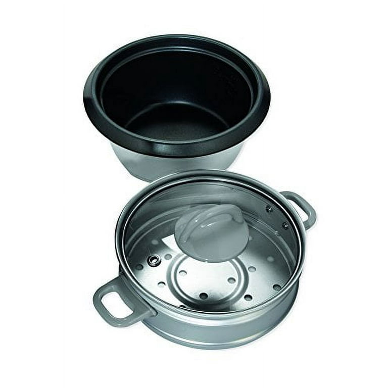  Oster Titanium Infused DuraCeramic 6-Cup Rice & Grain Cooker  with Steam Tray, Silver/Black (CKSTRC61K-TECO): Home & Kitchen