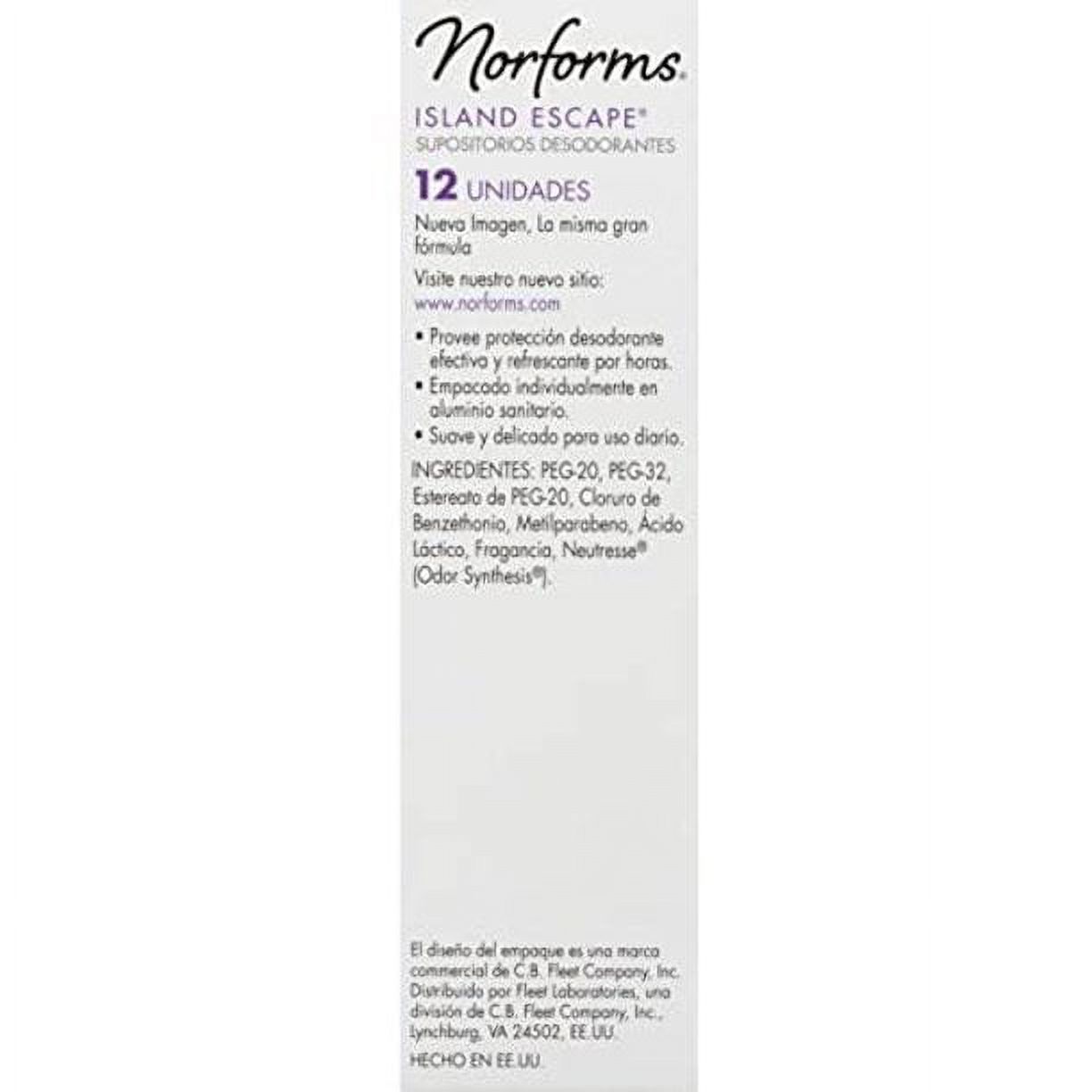 5 Pack - Norforms Suppositories Island Escape 12 Each