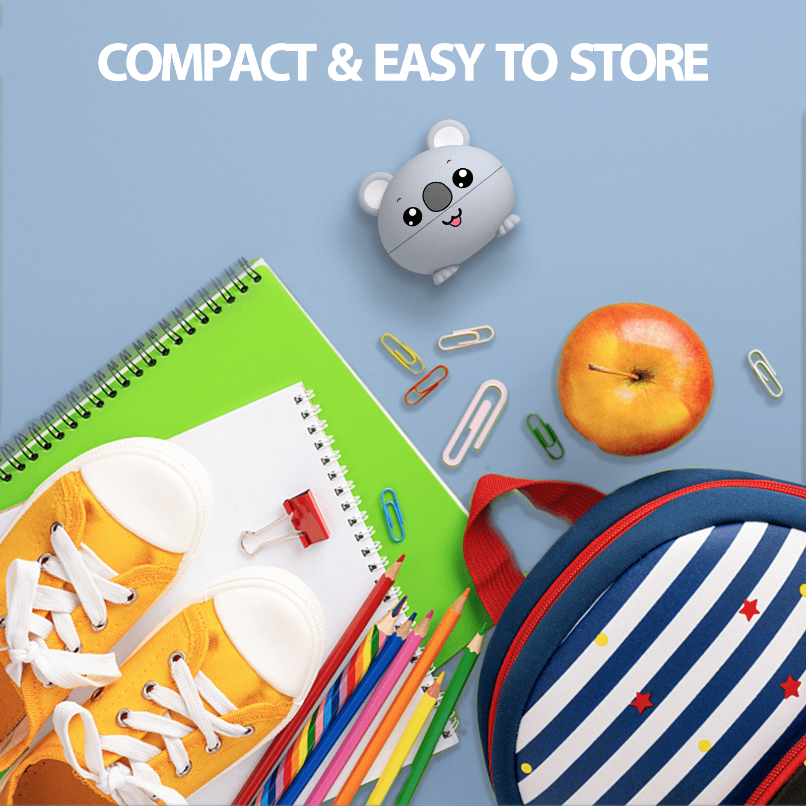 Kids Earbuds, Adorable Koala Bluetooth Headphones for Girls Boys, 85dB Volume Limited, Built-in Mic, 30H Playtime, Safe Material, Lightweight, Touch Control, Earbuds for School,with 3* Earcips(S,M,L)