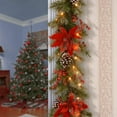 thumbnail image 2 of 9' X 12" Décoratif Collection Tartan Plaid Guirlande avec des Cônes, des Baies Rouges, des Poinsettas et 50 LEDs Blanc Doux à Piles avec Minuterie, 2 of 5