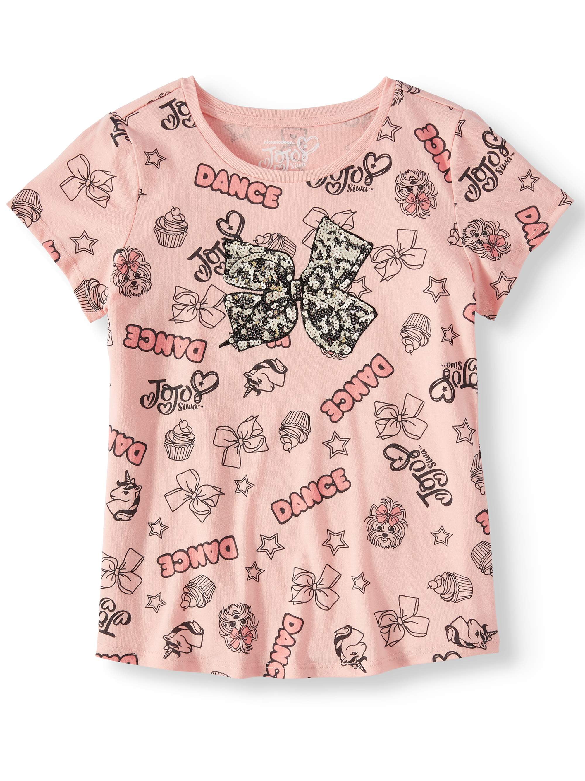 Nickelodeon JoJo Siwa All-Over JoJo Icon Bow Graphic T-Shirt (Little ...