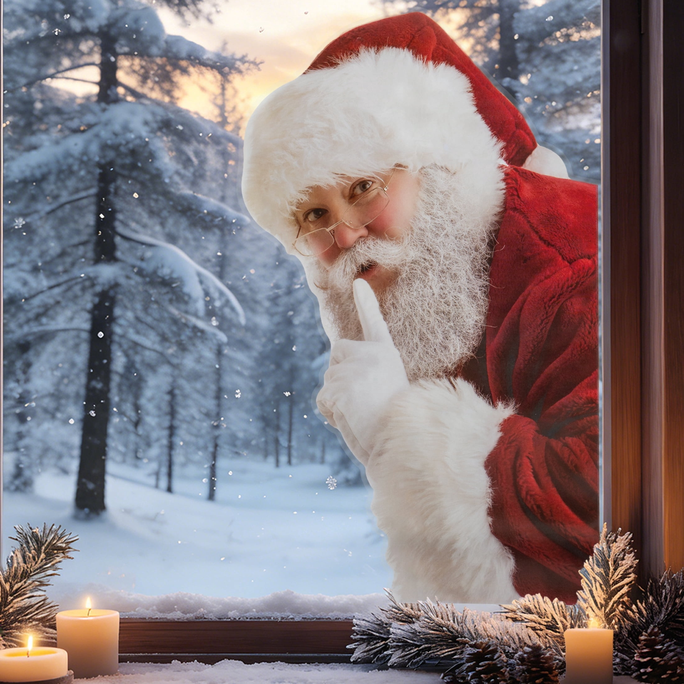 Santa Silhouette Christmas Window Cling, Multicolor, 27.5" x 15", by Holiday Time