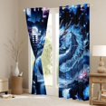 thumbnail image 3 of Manfei Traditional Eastern Dragon Animals Blackout Curtains,Flower Crane Window Curtains Pack of 2 (38x45 Each),Navy, 3 of 6