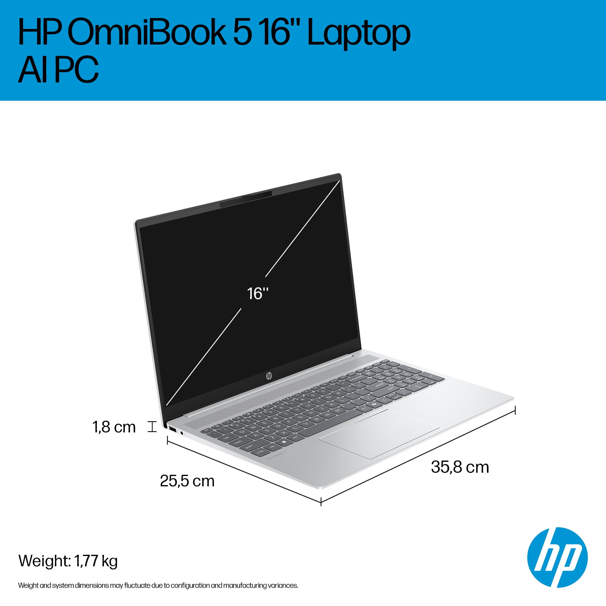 HP Omnibook 5 16-ba1009ca 16" WUXGA IPS Laptop Intel Core i5-1334U 16GB RAM 512GB SSD