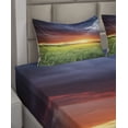 thumbnail image 4 of Nature Sheet Set, Horizon with Dark Storm Cloud Meadow with Sunset View Image Modern Design, Fitted and Flat Sheet with Pillowcases Bedding Accent 4 Piece Set, Calking, Multicolor, by Ambesonne, 4 of 5