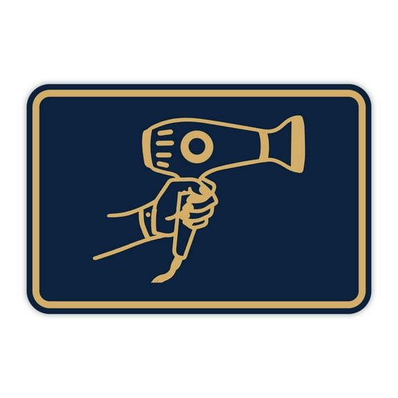 Signs ByLITA Classic Framed Hairdresser Graphic Sign (Navy Blue/Gold ) - Large