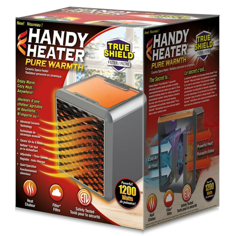 Handy Heater Pure Warmth Space Room Ceramic Heater, 3-Speed Adjustable,  Quiet Operation, Heats, purifies, and safeguards against air pollutants  with Advanced Ceramic Technology 