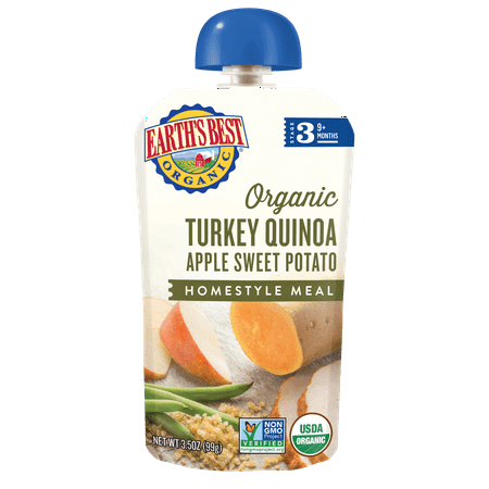 Earth's Best Organic Stage 3 Baby Food, Turkey Quinoa Apple Sweet Potato, 3.5 oz. (Best Baby Food Pouches Uk)