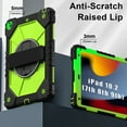 thumbnail image 6 of ELEHOLD Rugged Hybrid Case For iPad 9th/8th/7th Generation, with Built-in Kickstand 360° Rotating Handstrap Crossbody Shoulder Strap Shockproof Heavy Duty Case, Black+Green, 6 of 9