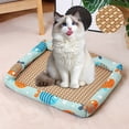 thumbnail image 1 of Natural Linen and Woven Rattan Pet Mat Breathable Washable Square Design with Protective Edge for Indoor Use by Dogs and Cats, 1 of 3