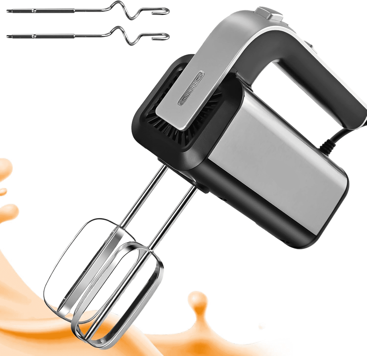 5-Speed Electric Hand Mixer with Whisk, Traditional Beaters, Dough stick, 300 Watts, for Baking & Cooking, Black