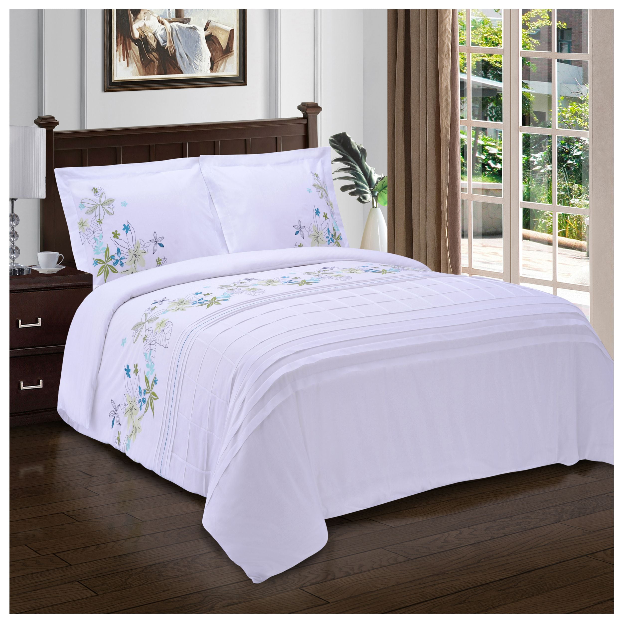 Superior Spring Blooms Duvet Cover Set, King/ Cal King, White