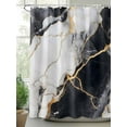 thumbnail image 2 of Fsddascl Marble Black Shower Curtain Set - Small 36" x 72" Washable Bathtub Curtain with 12 Hooks, Abstract Gold White Brick Stone Motif Waterproof Fabric Stall Shower Curtains for Bathroom/Bathtub, 2 of 6